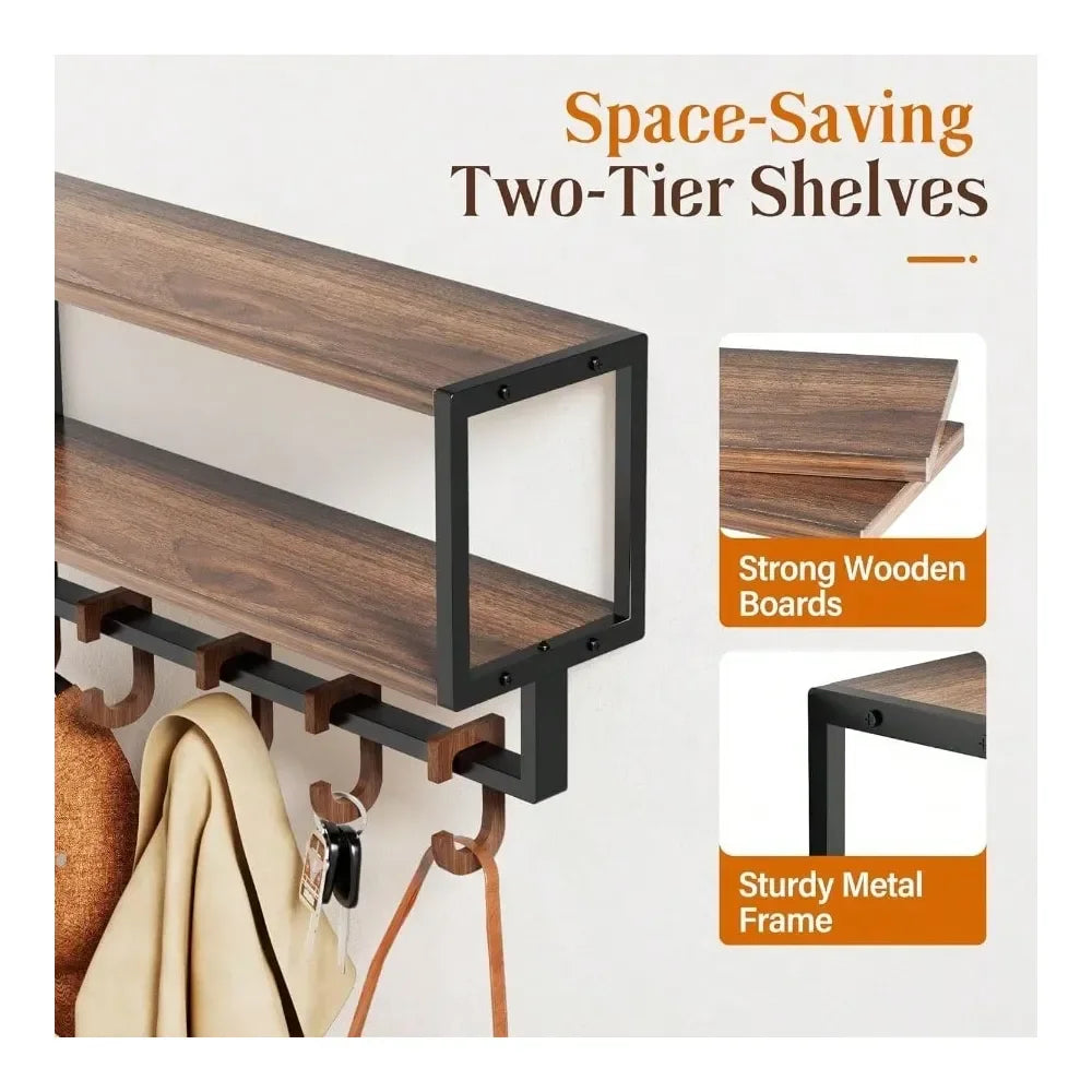 Wall Shelf With Hooks
