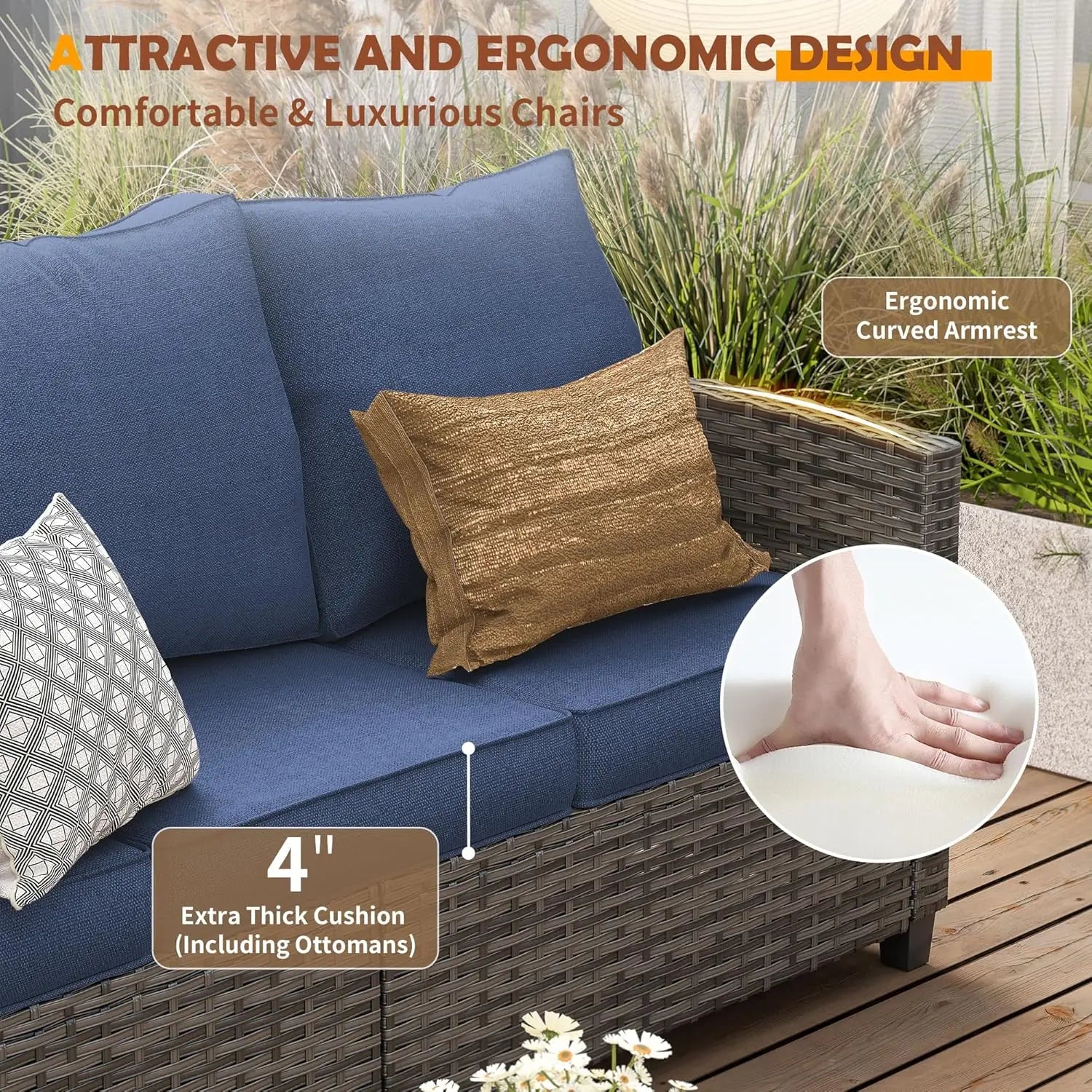 6pc Rattan Sectional Sofa Set