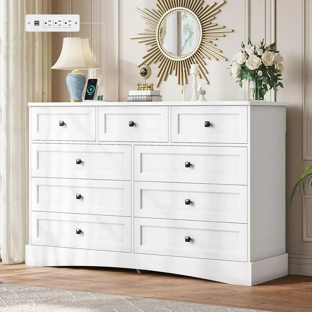 White Farmhouse Bedroom Dresser, 51.2"