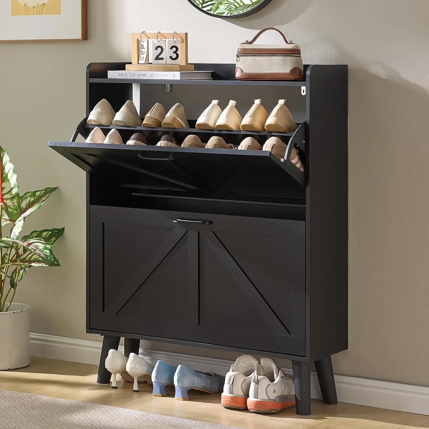 Rattan Shoe Storage Cabinet