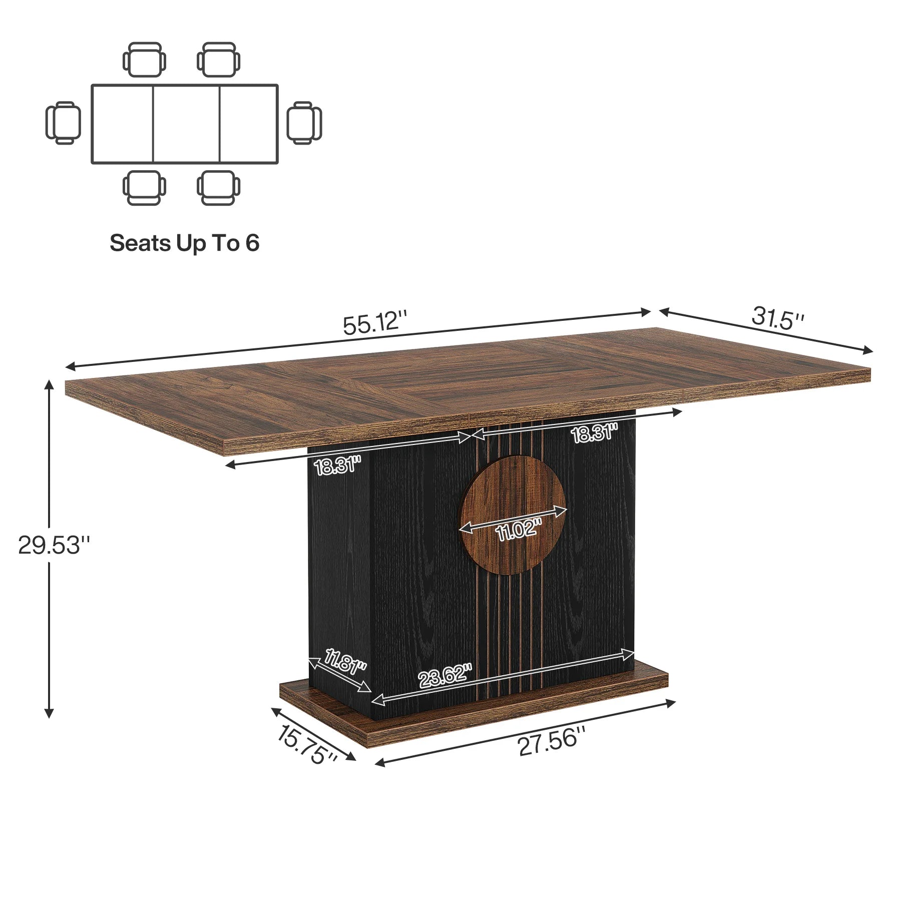 55" Rectangular Dining Table
