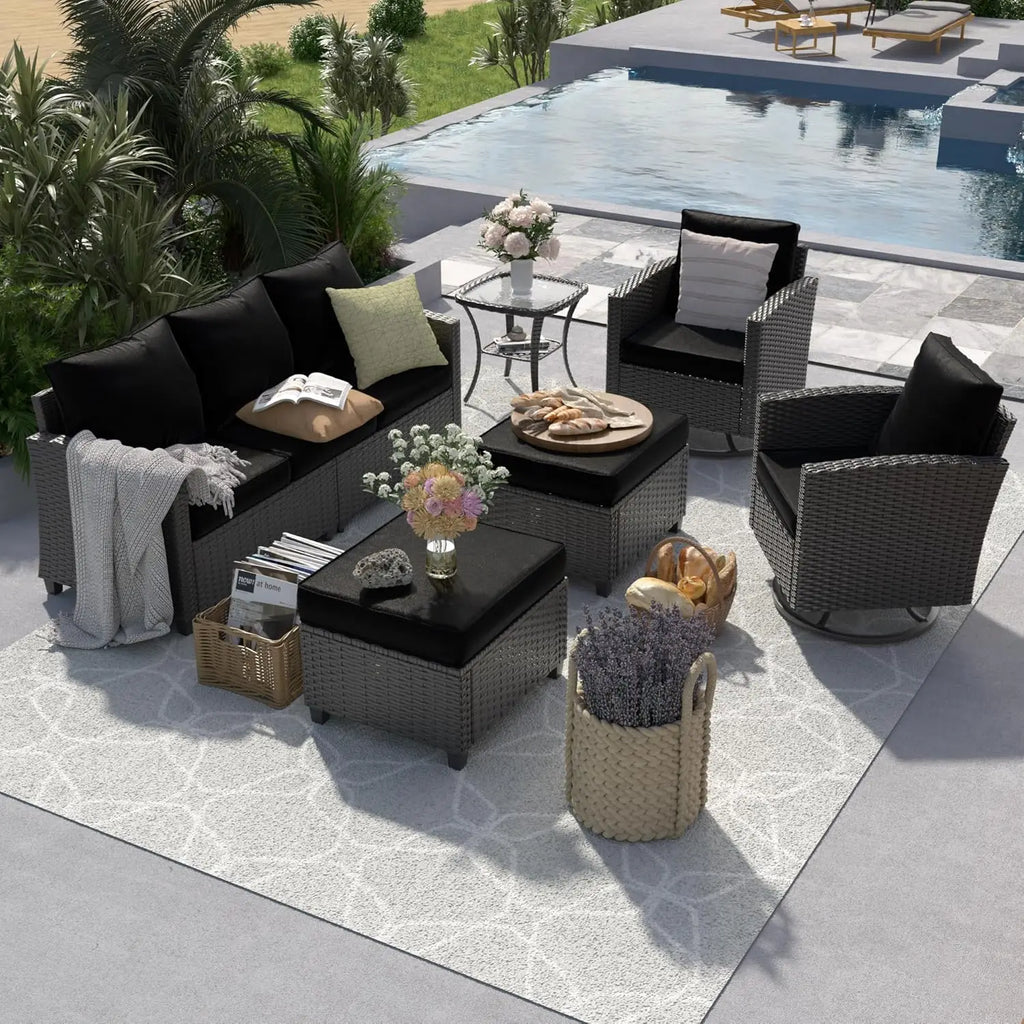 6pc Rattan Sectional Sofa Set