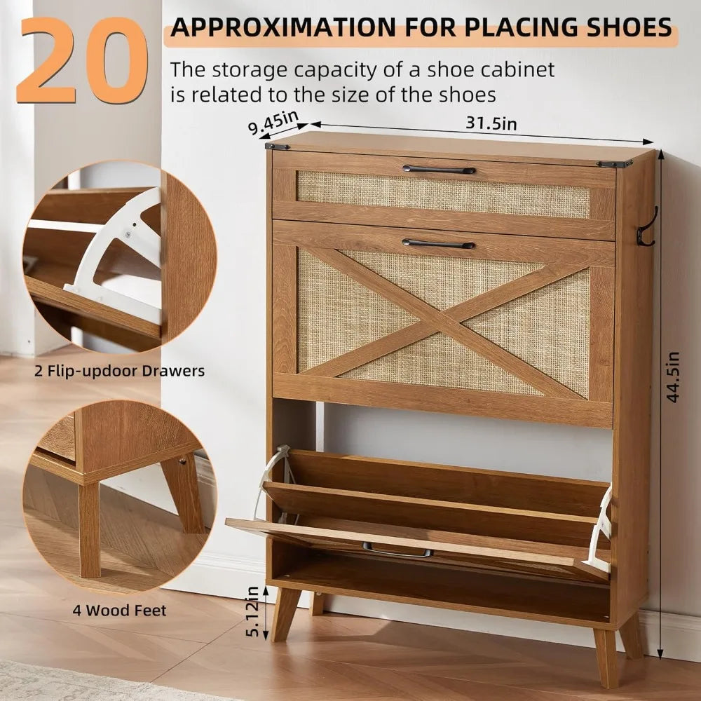 Rattan Shoe Storage Cabinet