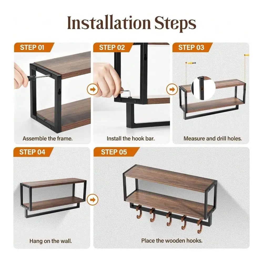 Wall Shelf With Hooks