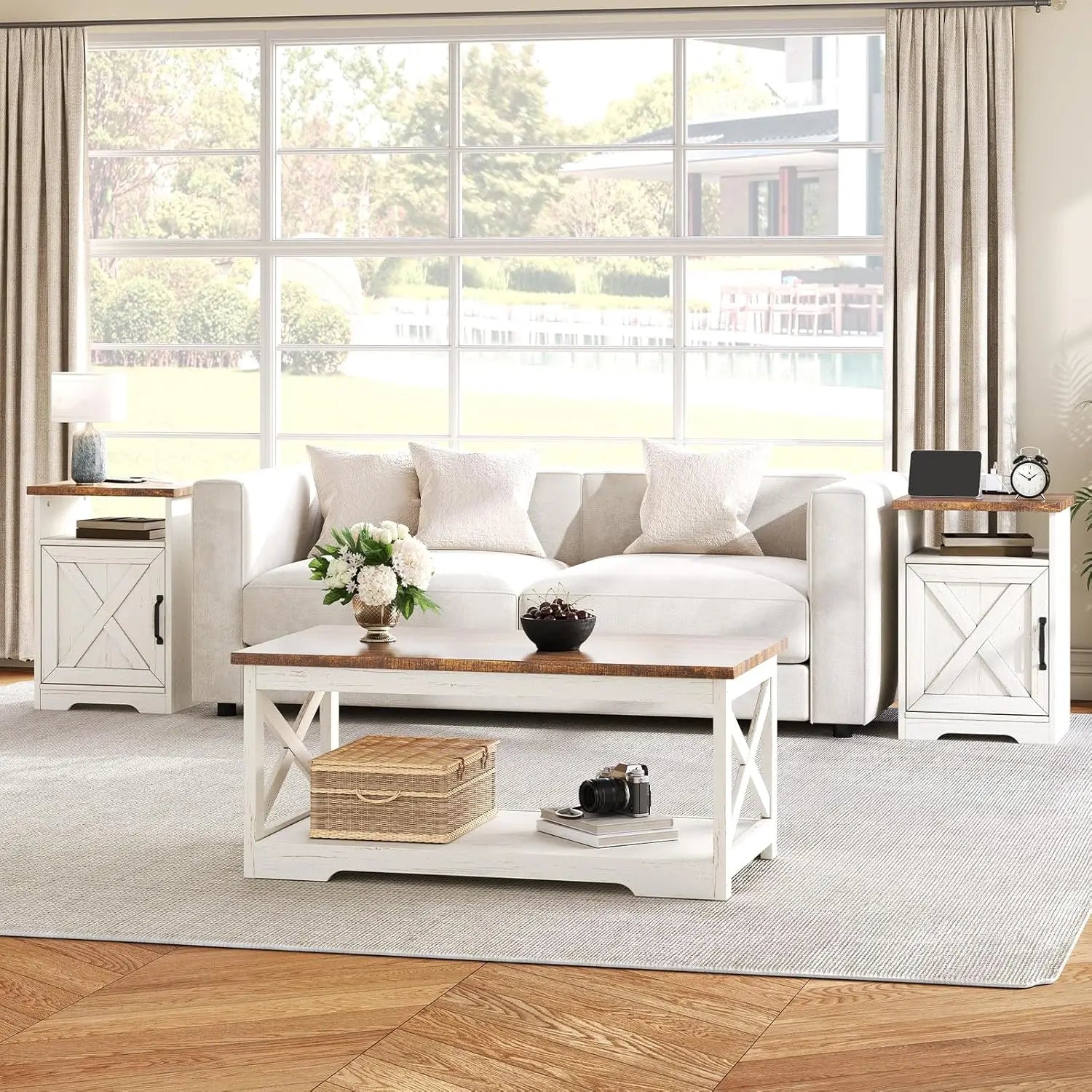 3-Piece Farmhouse Coffee & End Table Set