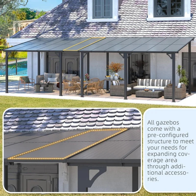Hard top, Lean To Gazebo for Patio