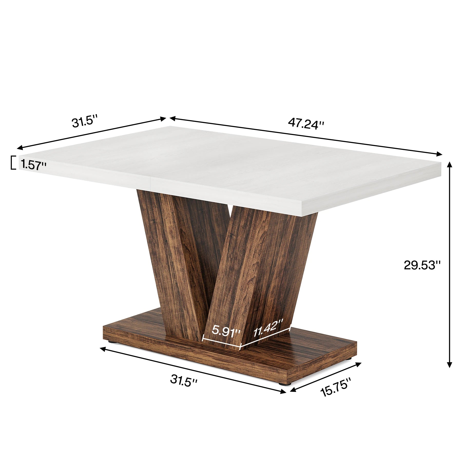 Farmhouse 47-Inch Dining Table for 4-6