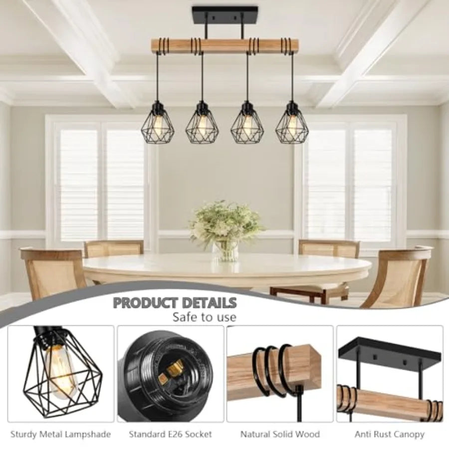 Farmhouse Wood Kitchen Pendant Light