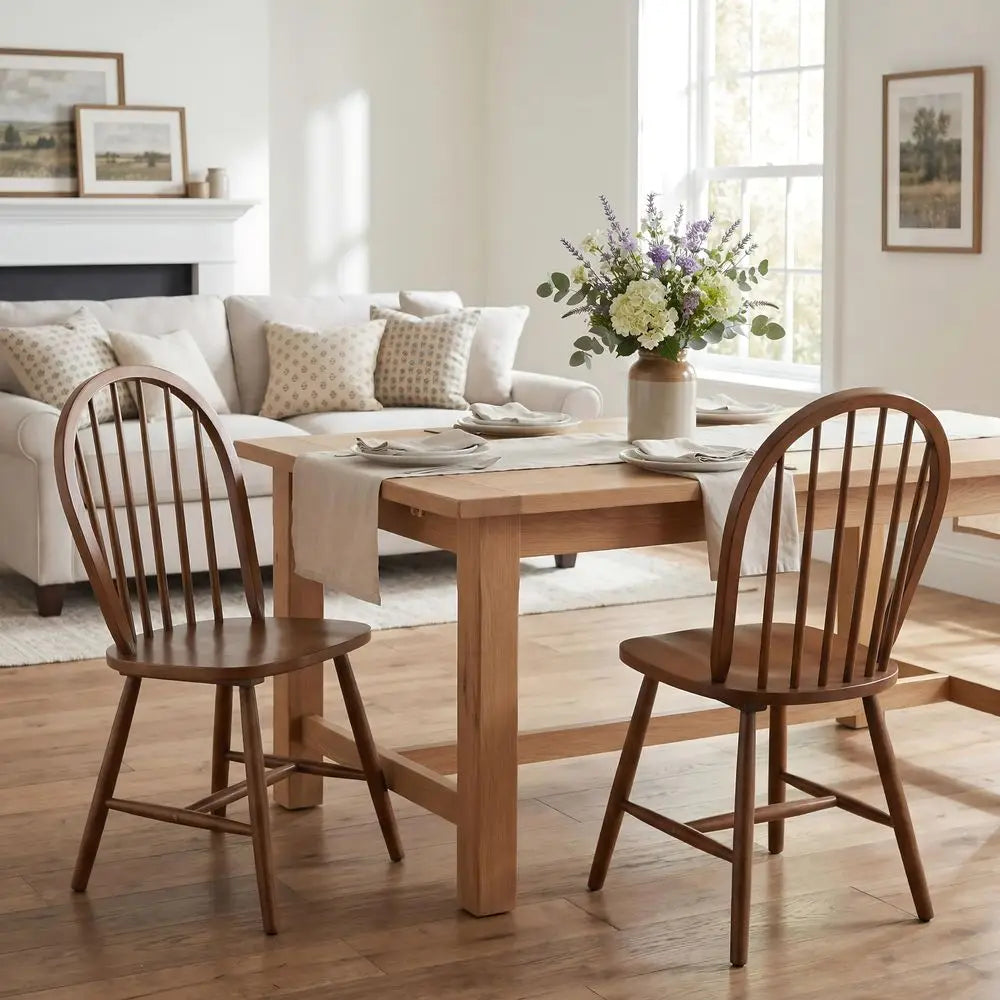 Farmhouse Walnut Dining Chairs Set of 4