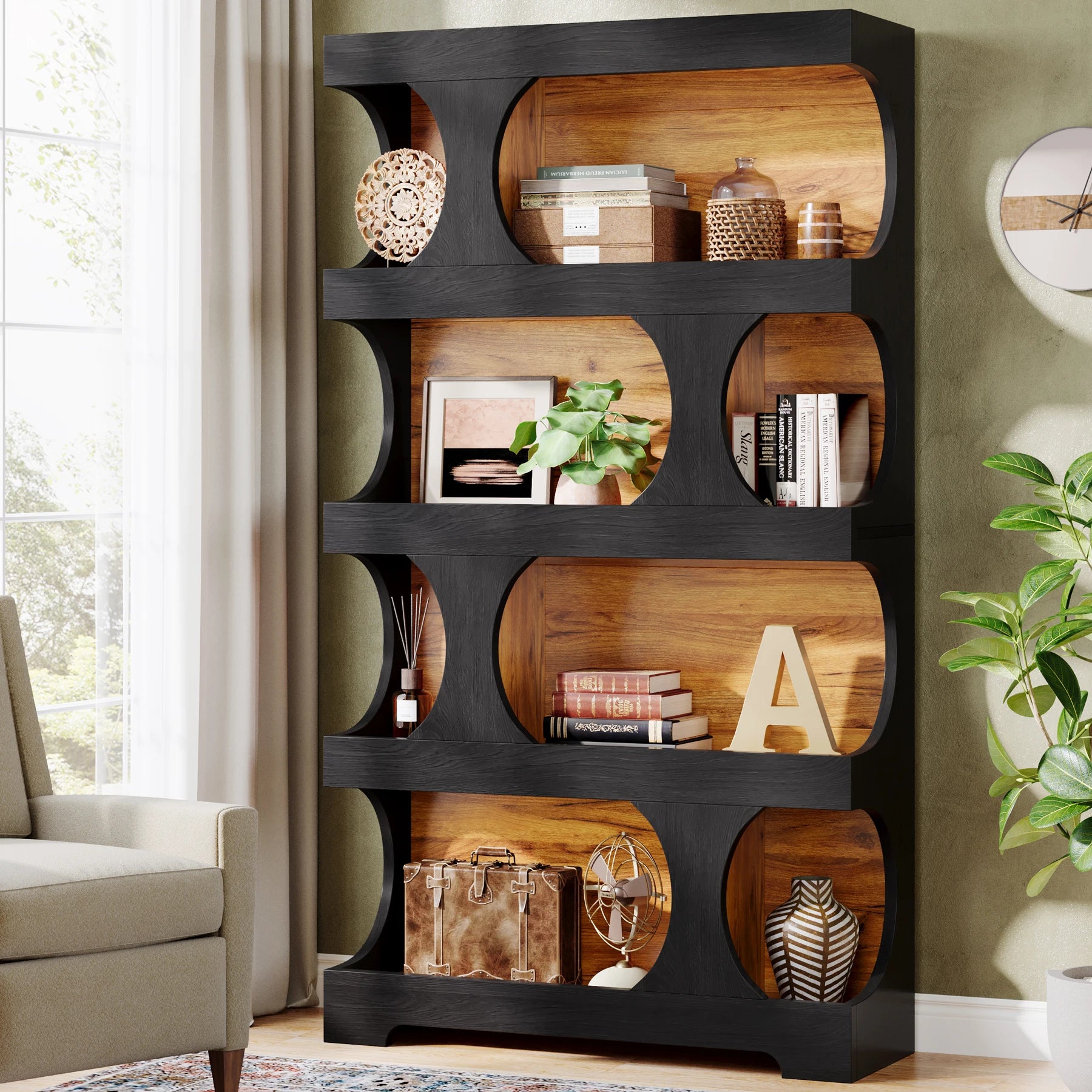 71" Tall 4 Tier Wood Bookcase