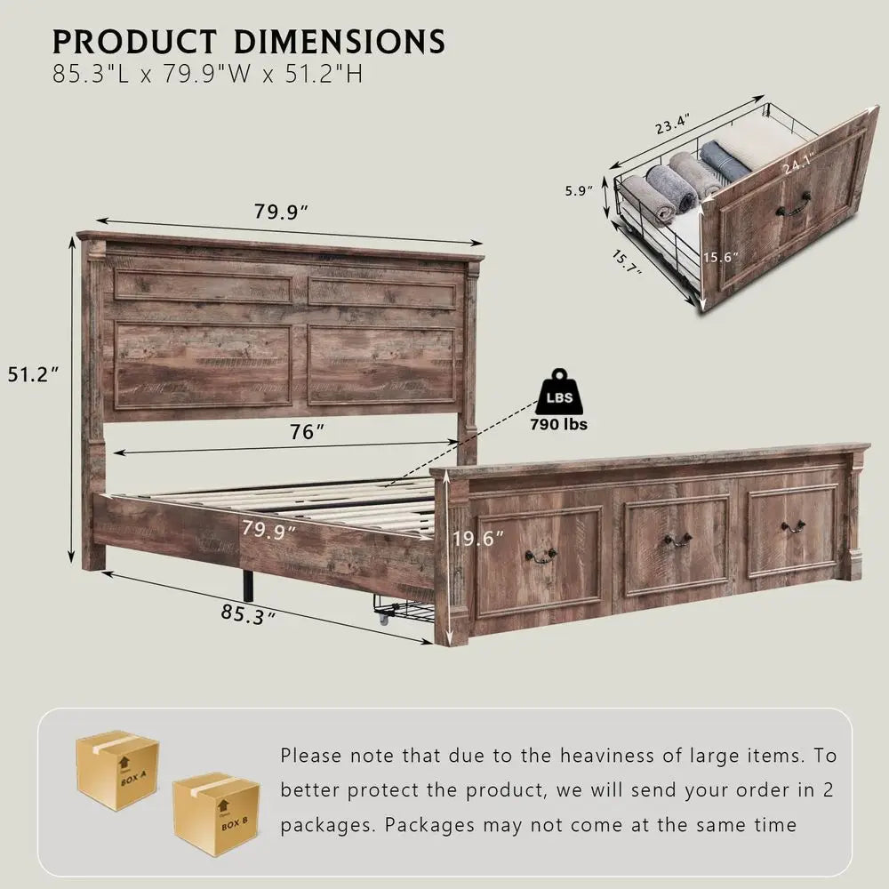 Farmhouse King Size Bed Frame