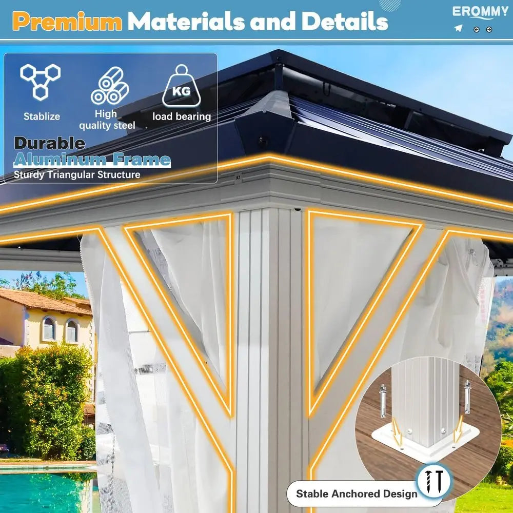 12' x 10' Outdoor Steel Double Roof Gazebo
