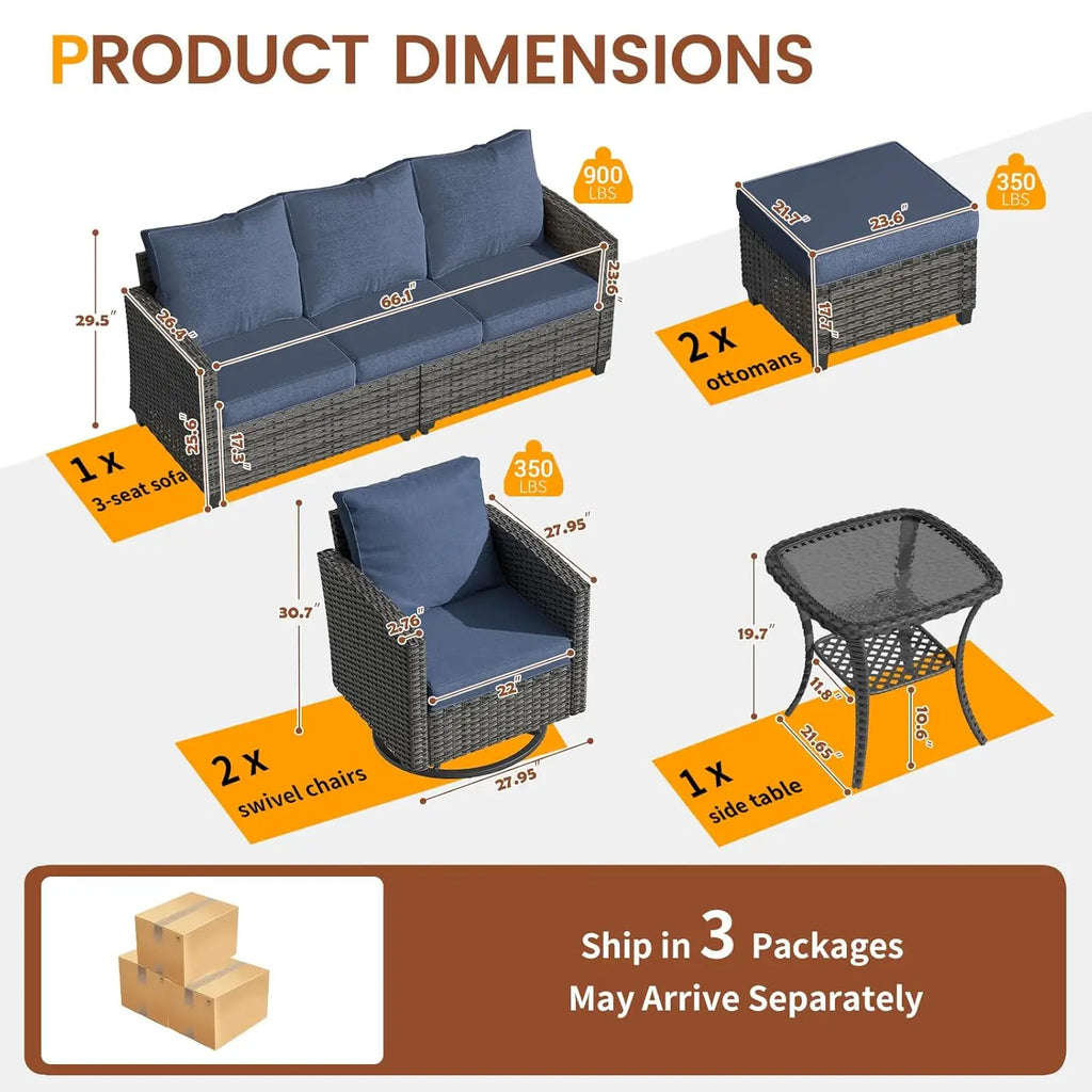 6pc Rattan Sectional Sofa Set