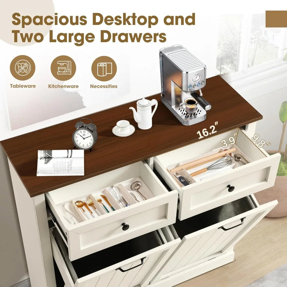 Double Laundry Hamper / Trash Cabinet