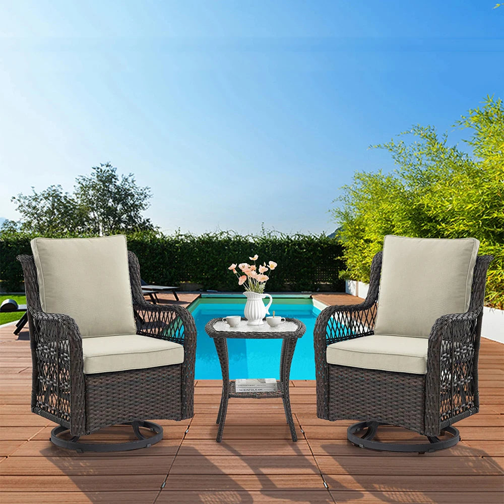 3-Piece Wicker Swivel Rocking Patio Set