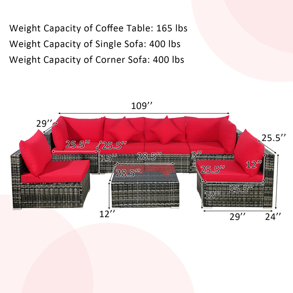7PCS Patio Rattan Furniture Set