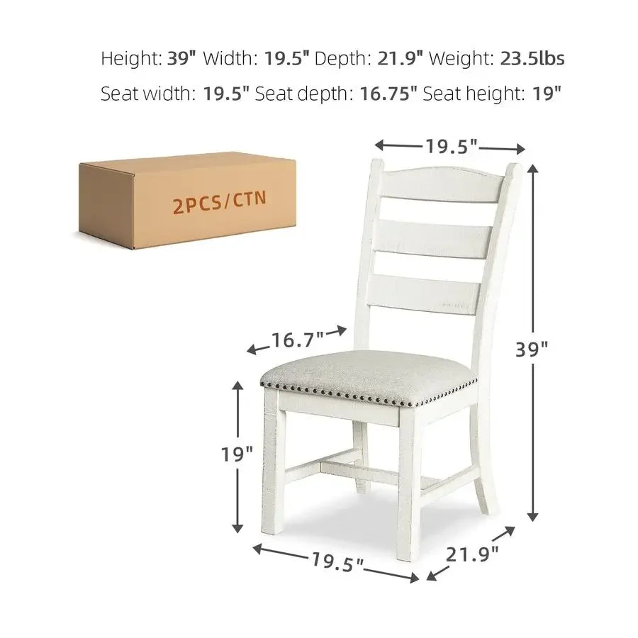 Farmhouse Cushioned Dining Chair, 2 Count