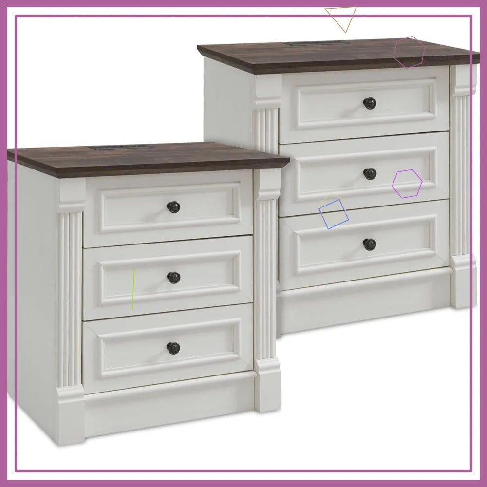 26" Farmhouse Nightstand Set of 2