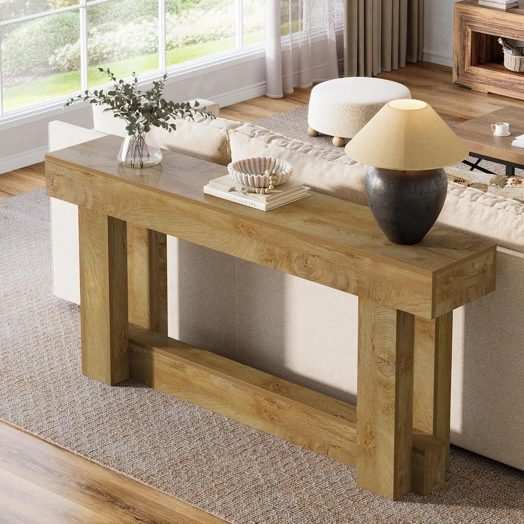 63-Inch 2-Tier Wood Console Table