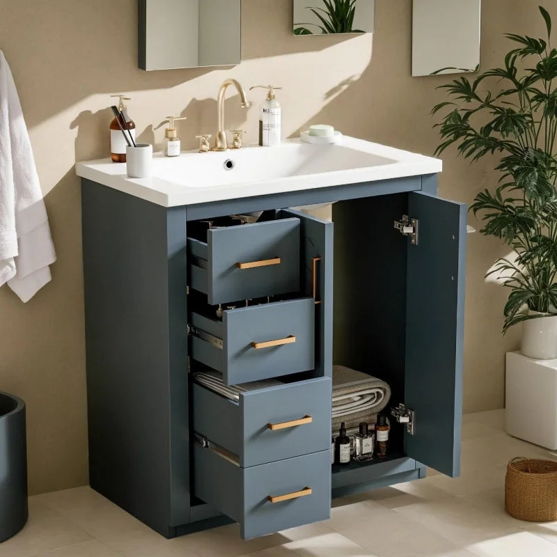 30'' Wood with Ceramic Sink Vanity Set