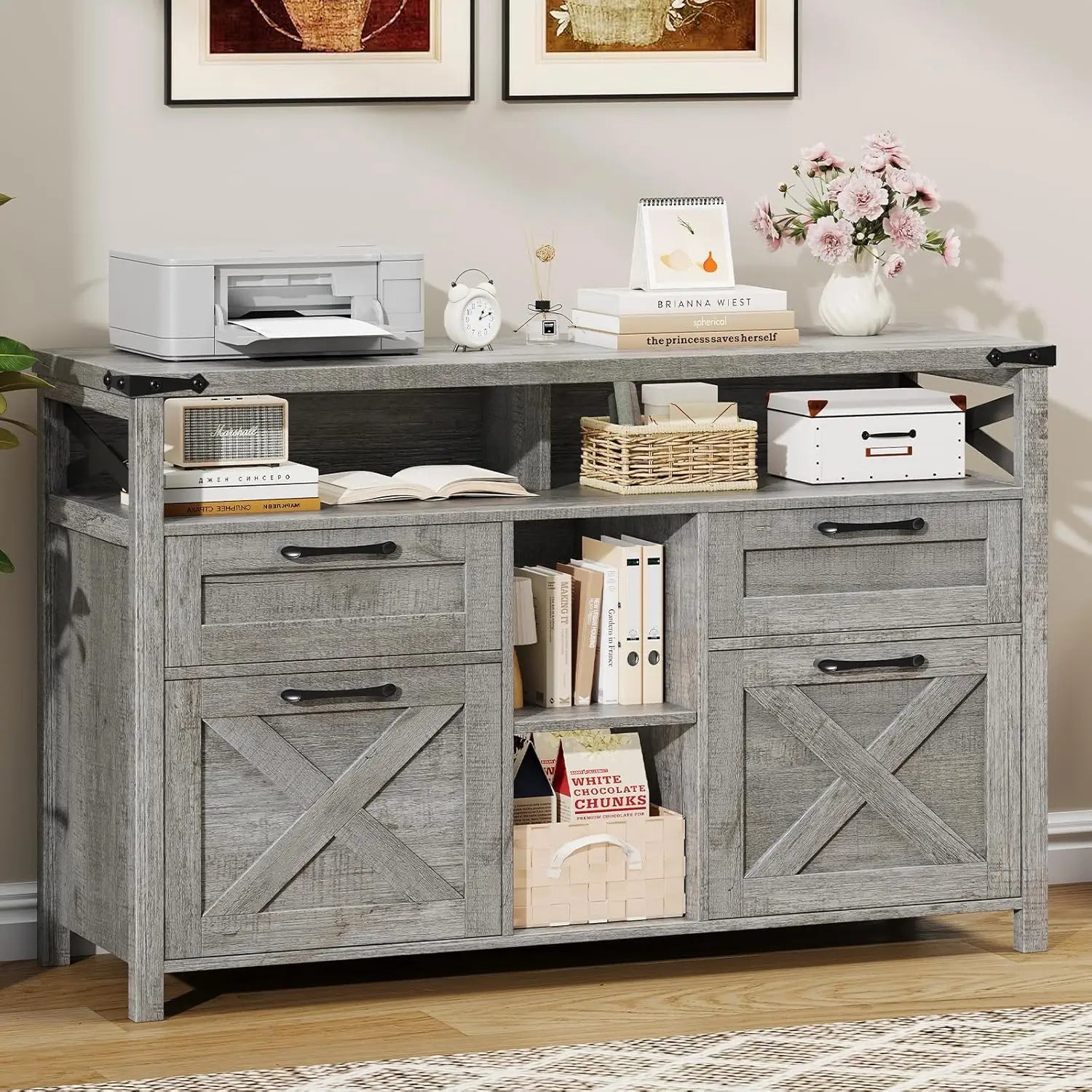 Farmhouse Filing Organization Storage Cabinet