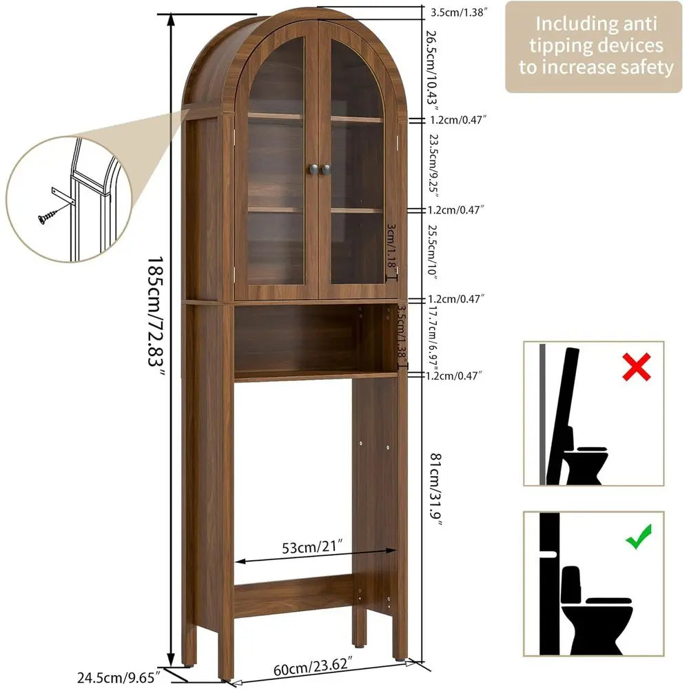 Arched Over The Toilet Storage Cabinet