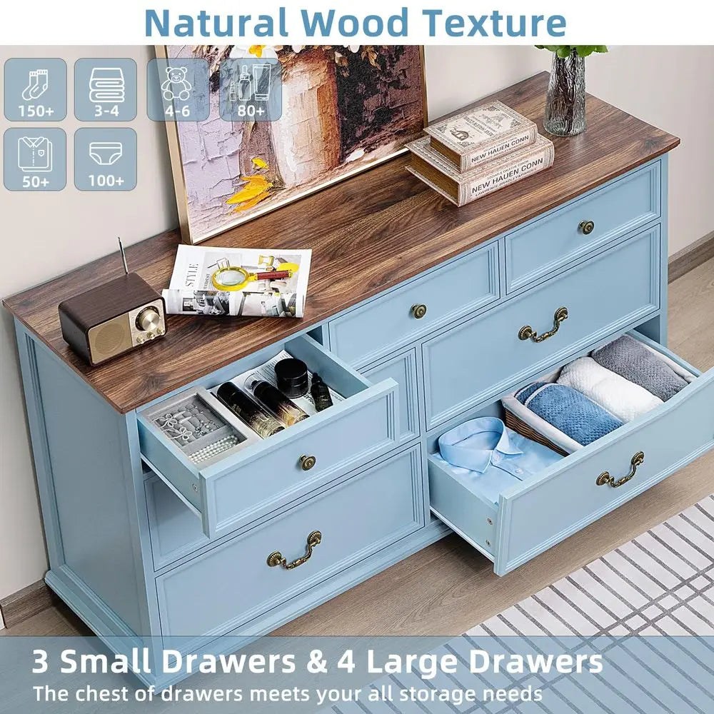 Farmhouse 54" 7 Drawers Dresser