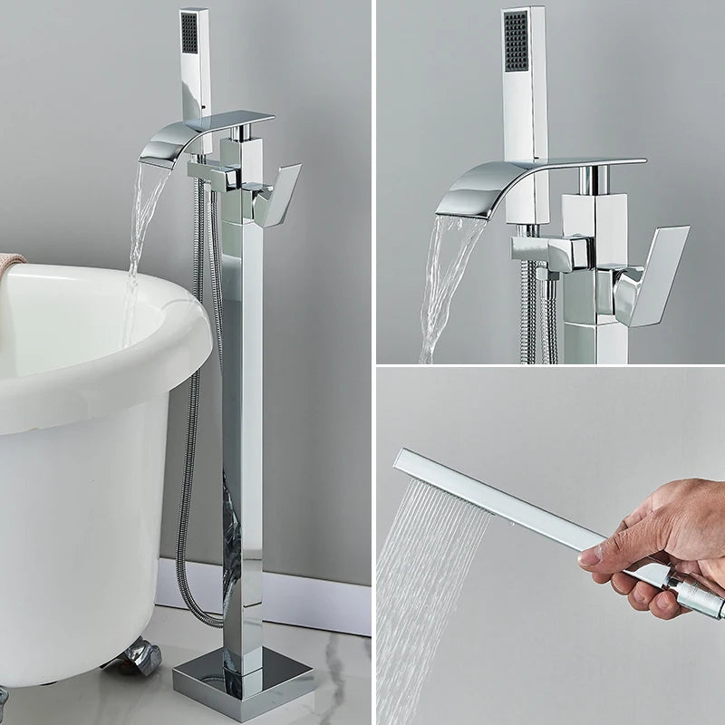 Floor Standing Bathtub Faucet with Shower Set