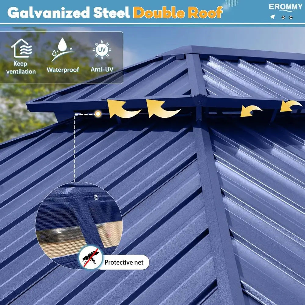 12' x 10' Outdoor Steel Double Roof Gazebo