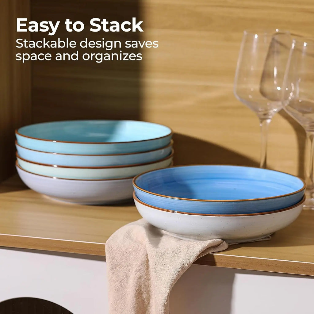 8.5'' Ceramic Pasta Bowls Set of 6