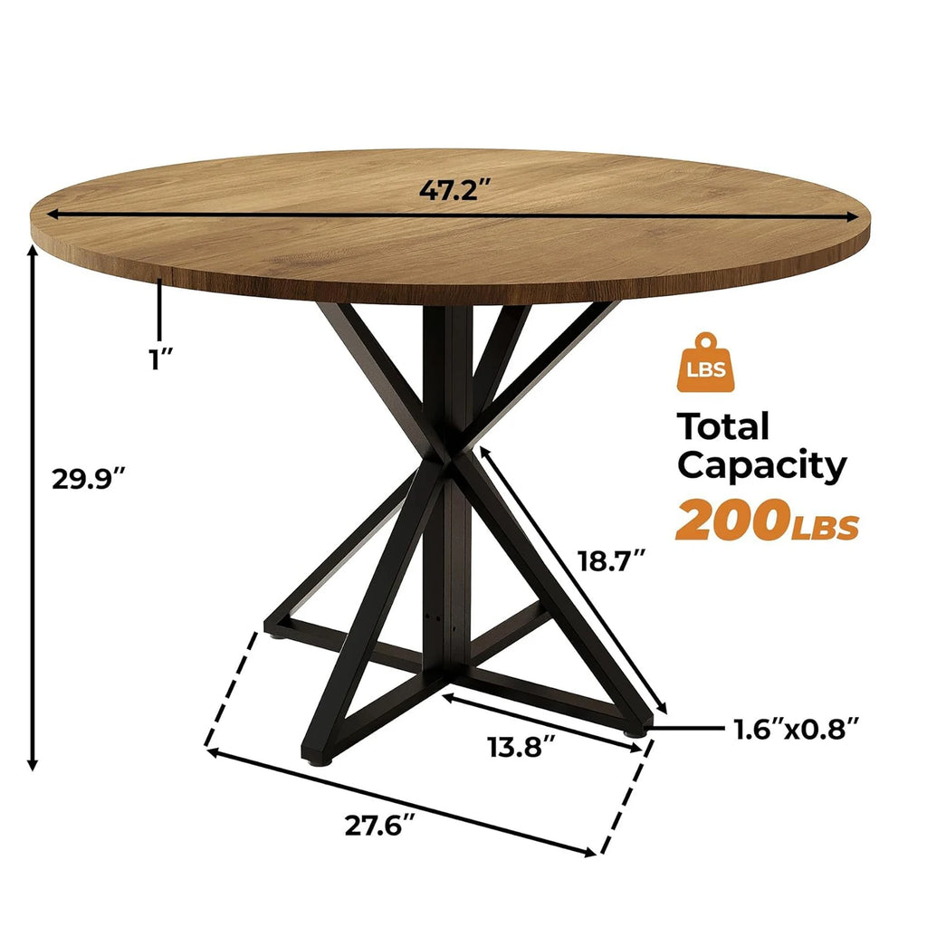 Farmhouse 47" Round Dining Table for 4