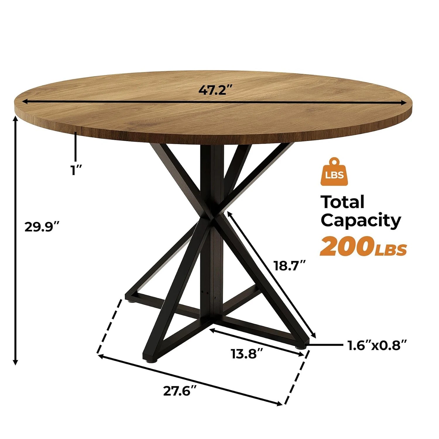 Farmhouse 47" Round Dining Table for 4