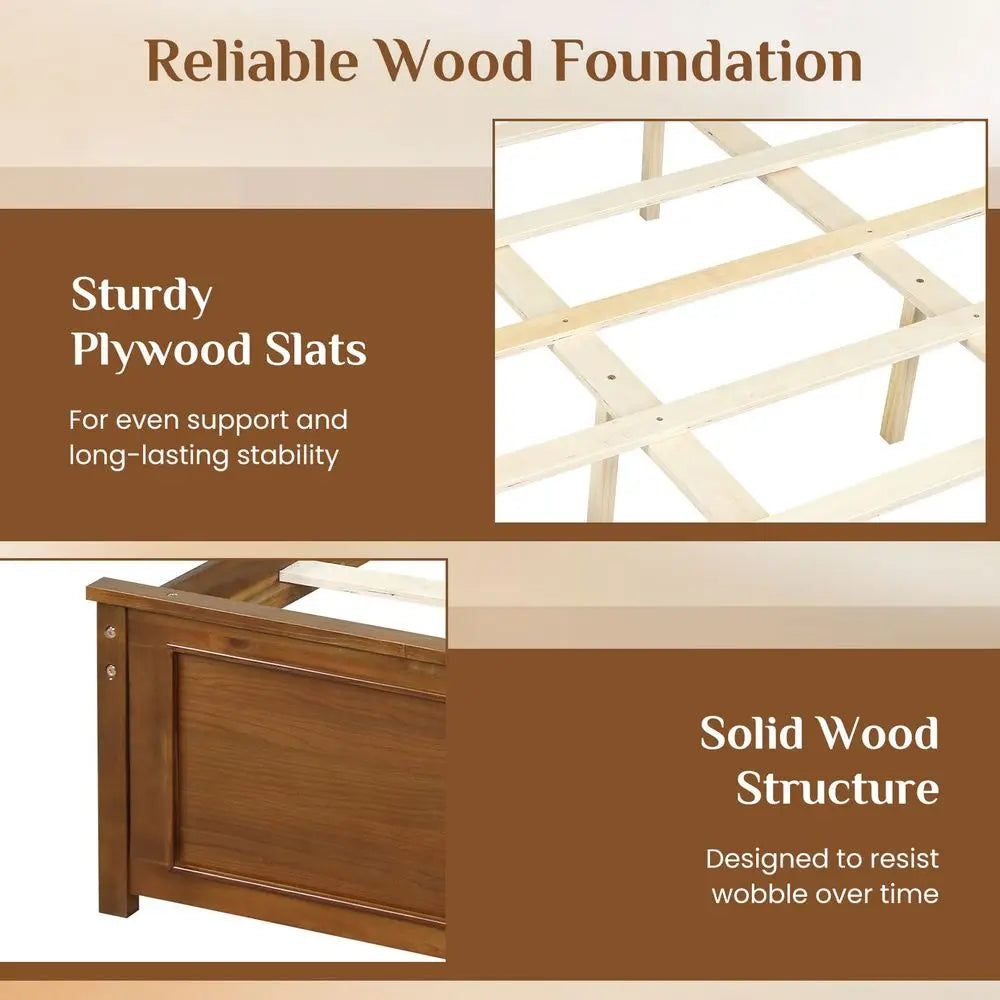 Wood Queen Size Bed Frame with Headboard