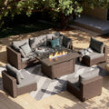 7-Pieces Patio Furniture Set With Firepit Table