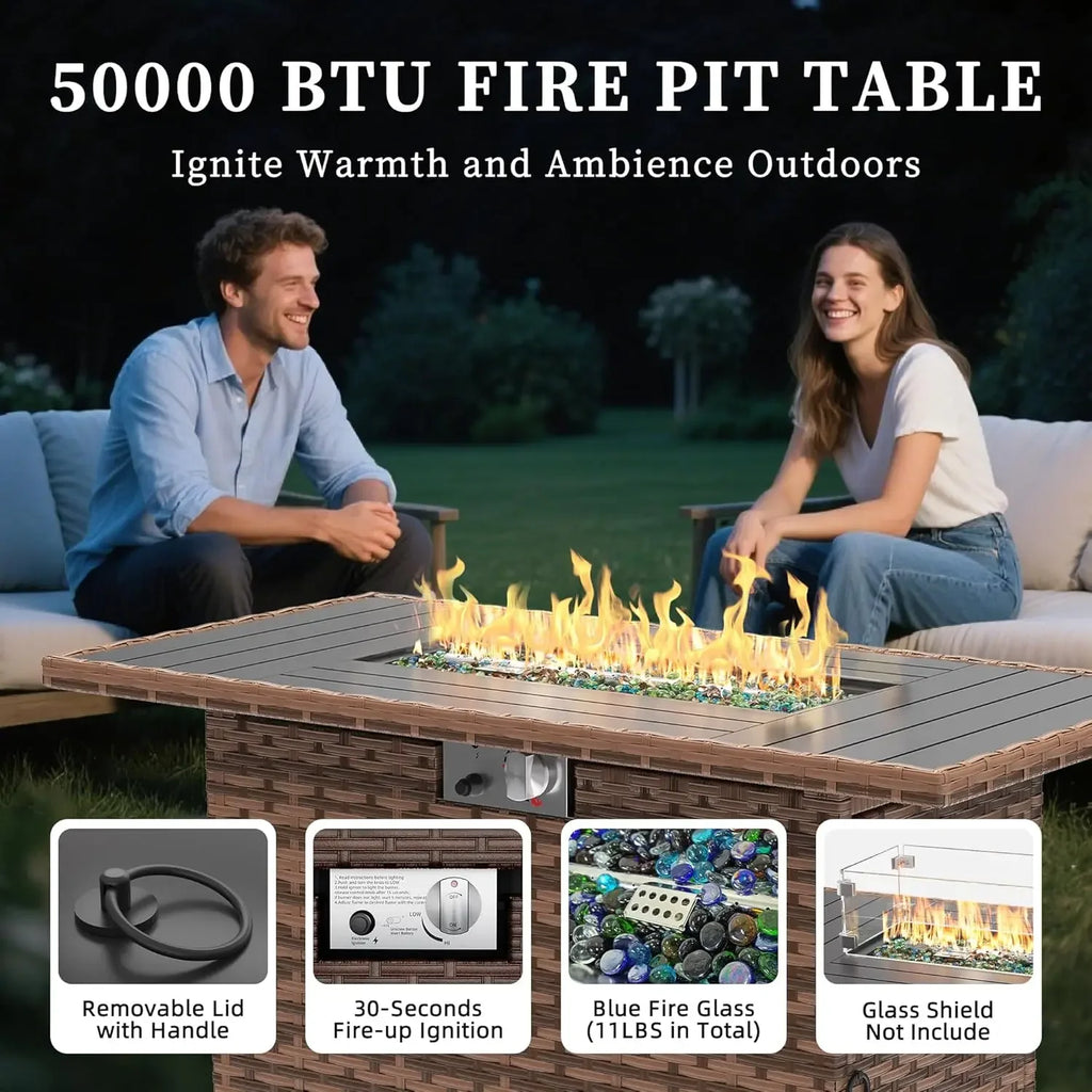 8 Pc Furniture Set with Fire Pit Table