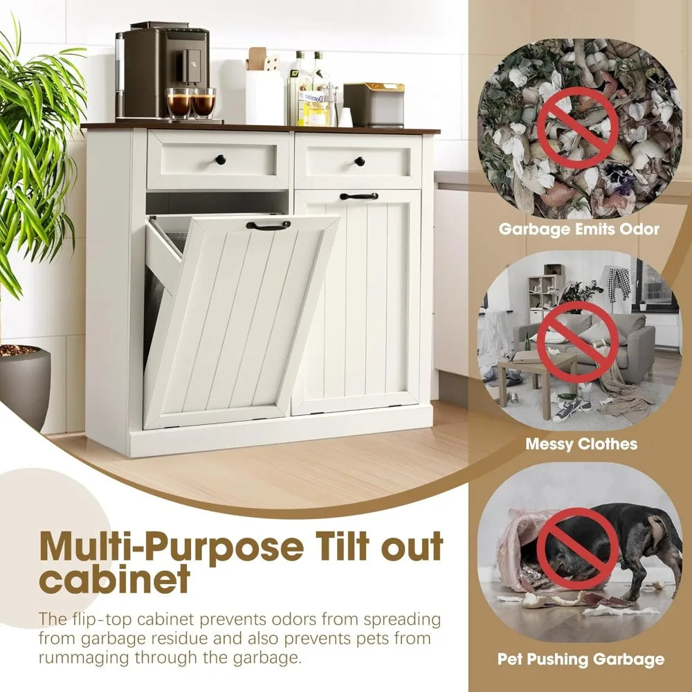 Double Laundry Hamper / Trash Cabinet