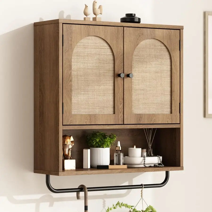 Rattan Bathroom Wall Cabinet