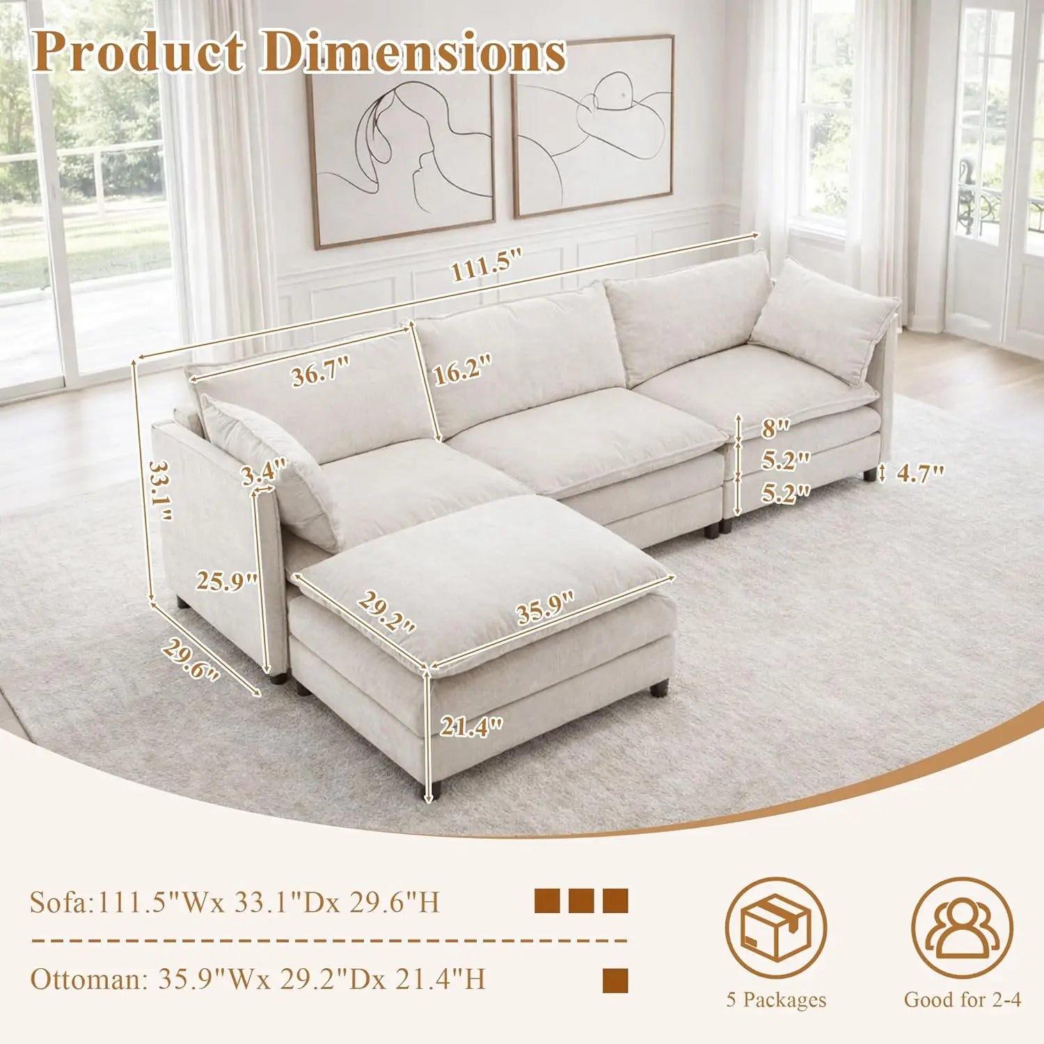 108" L Shaped Couch