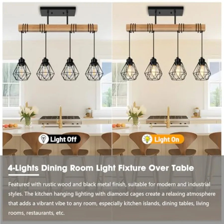 Farmhouse Wood Kitchen Pendant Light