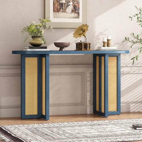 Farmhouse Rattan Console Table