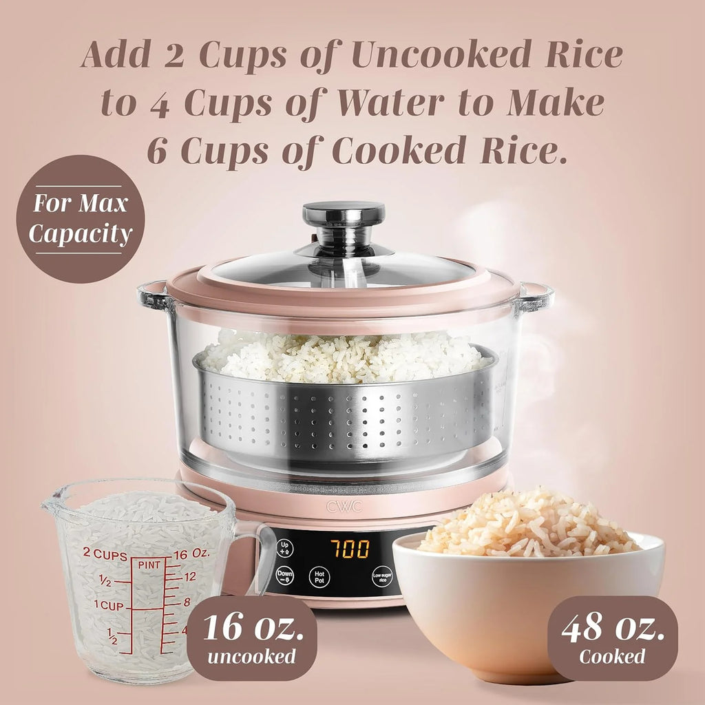Glass Low Carb 6 Cup Rice Cooker
