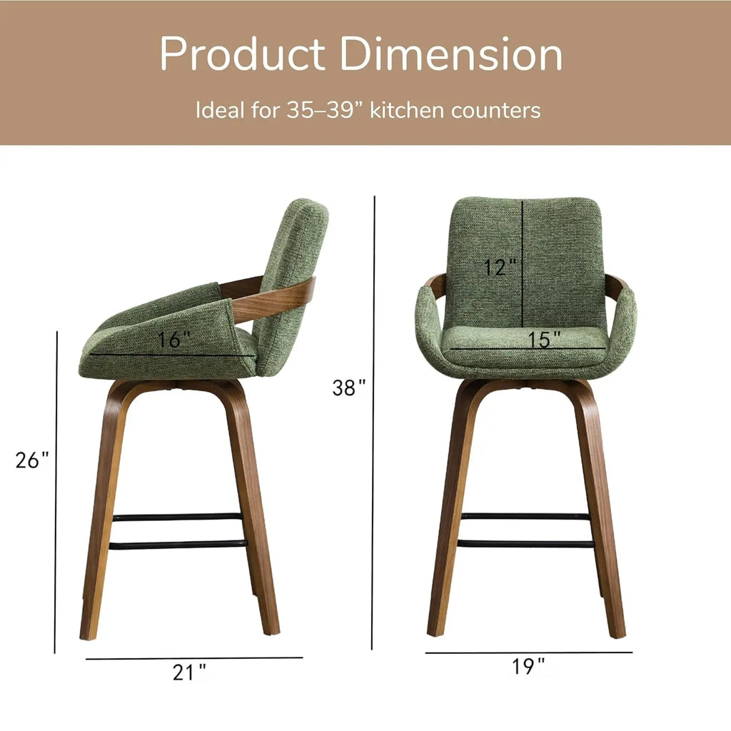 26" Counter Height Swivel Bar Stools Set of 2