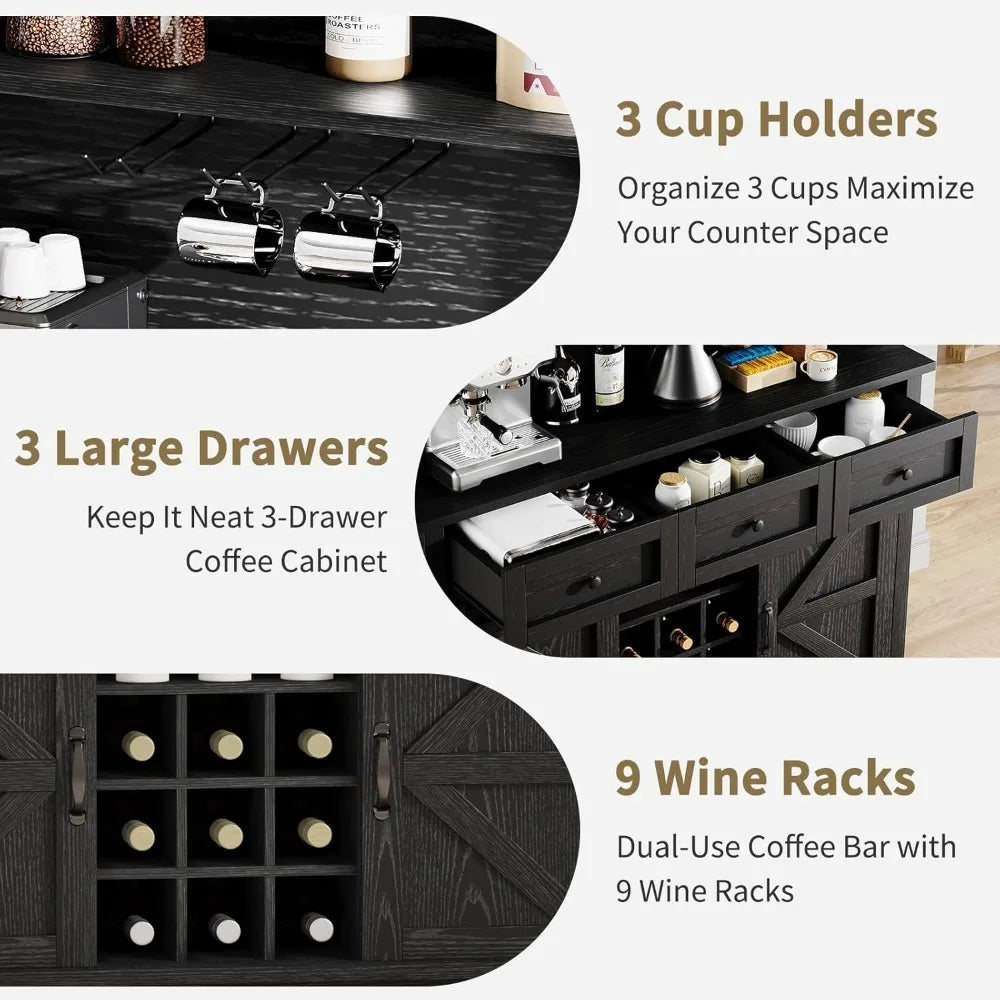 Farmhouse 63" Coffee Bar Cabinet