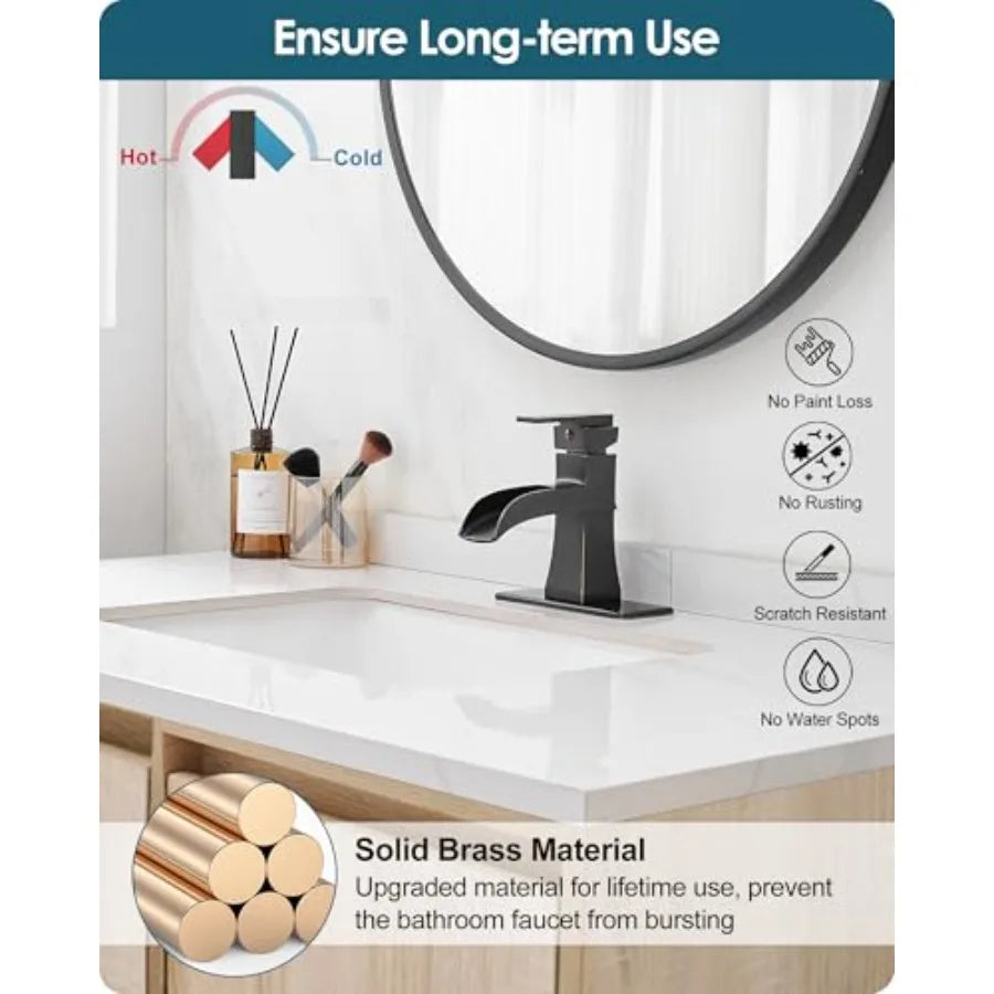 Bathroom Faucet, 1 Hole or 3 Hole Mount