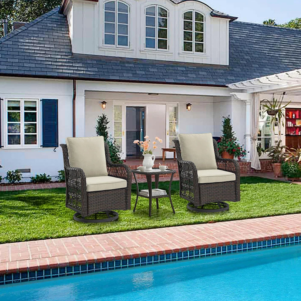 3-Piece Wicker Swivel Rocking Patio Set