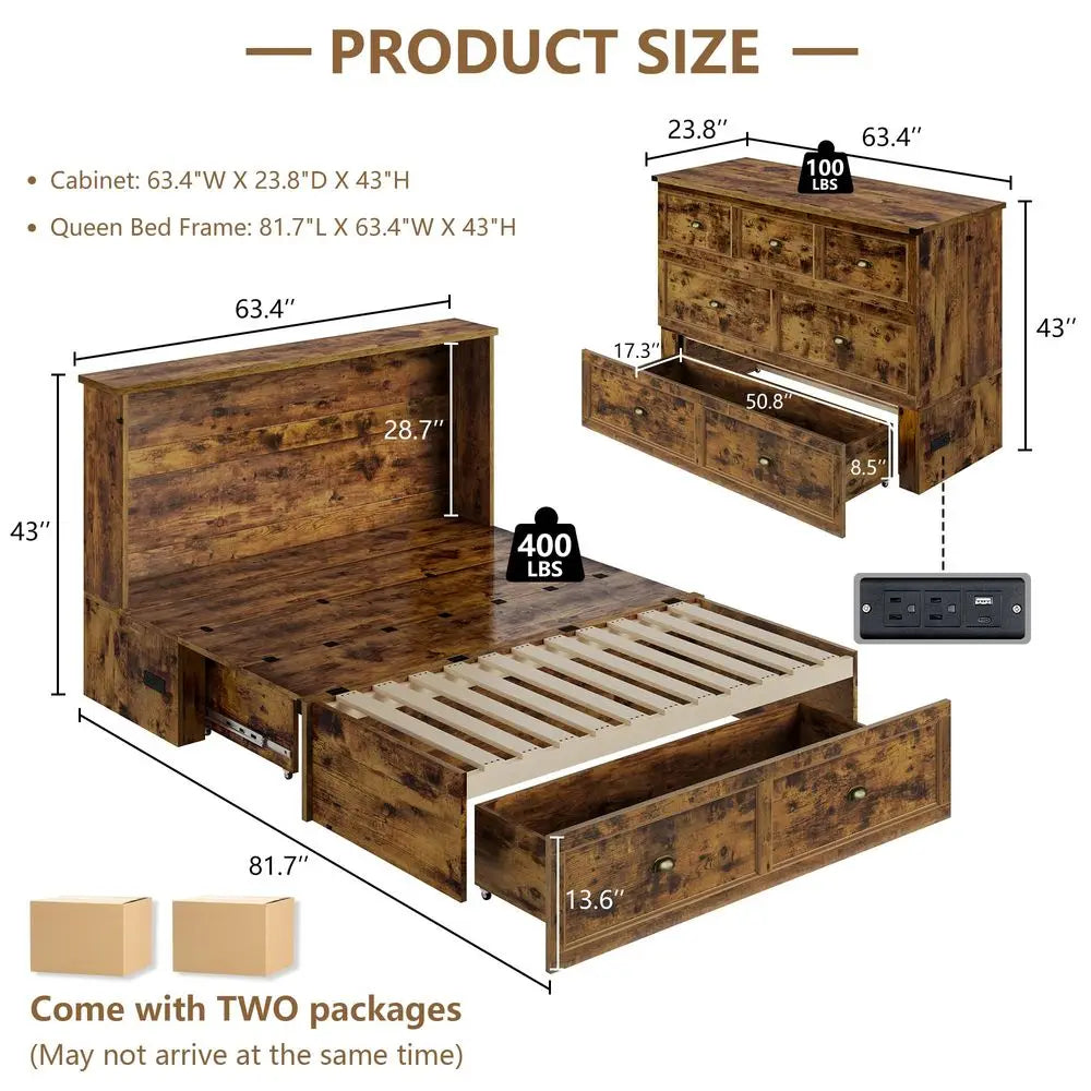 Farmhouse Queen Size Murphy Bed