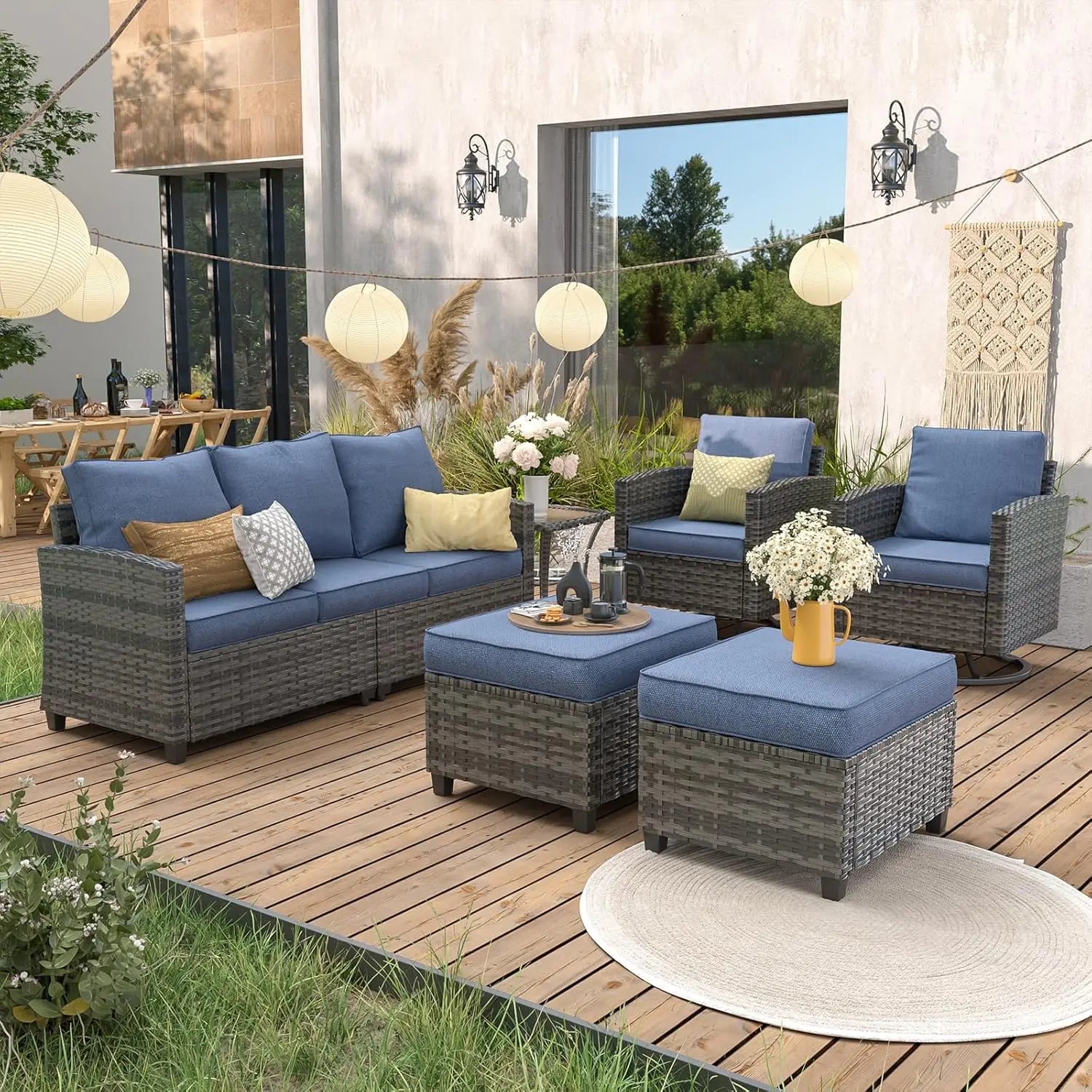 6pc Rattan Sectional Sofa Set