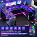 Gaming Desk with Monitor Stand and Storage Shelves