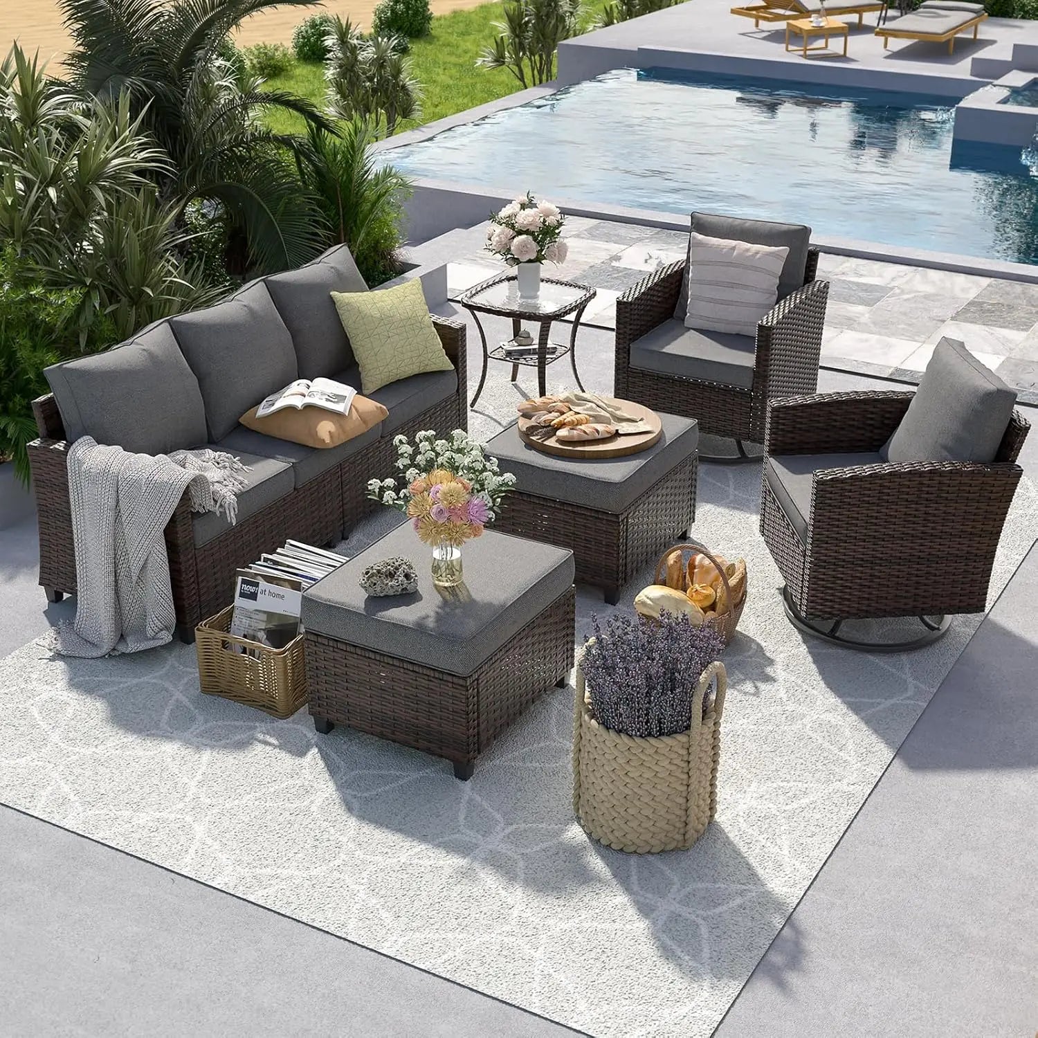 6pc Rattan Sectional Sofa Set