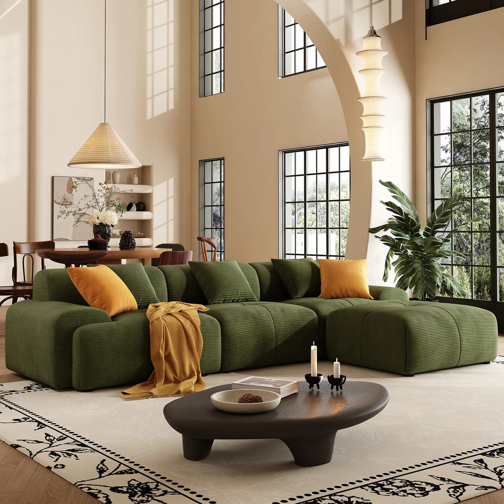 113" Modern L-Shaped Modular Sectional Sofa